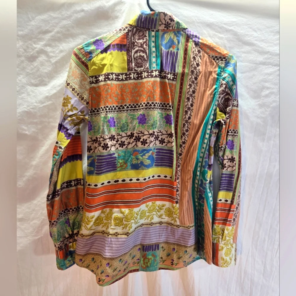 Vintage ETRO Women's 40 Long Sleeve Abstract Floral Button Up Shirt - Picture 2 of 6